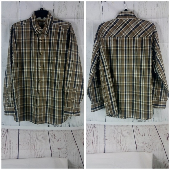 Schmidt Work Wear Button Down Brown Plaid Shirt L - Picture 2 of 6